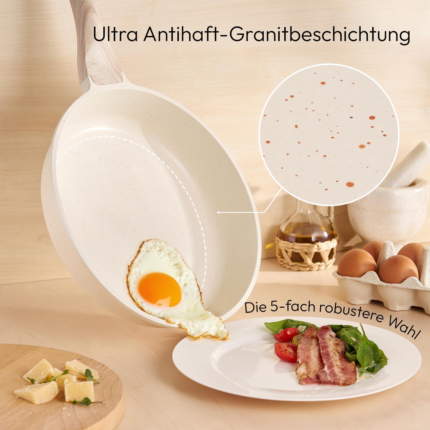 „JUST PERFECTO Topf- und Pfannenset Induktion 15-teilig Beige – ohne PTFE & PFOA, mit Deckel“