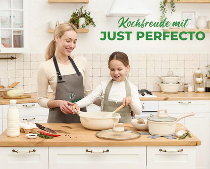 „JUST PERFECTO Topf- und Pfannenset Induktion 15-teilig Beige – ohne PTFE & PFOA, mit Deckel“