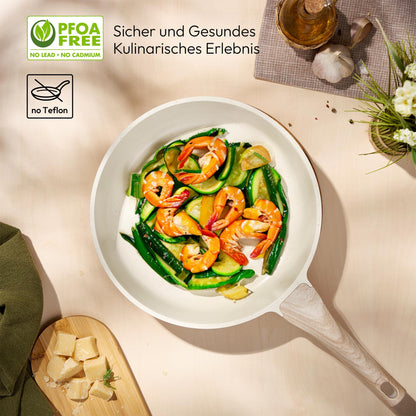 „JUST PERFECTO Topf- und Pfannenset Induktion 15-teilig Beige – ohne PTFE & PFOA, mit Deckel“